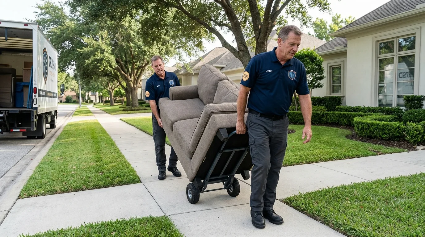 Local residential moving crew loading furniture in Eunice, NM
